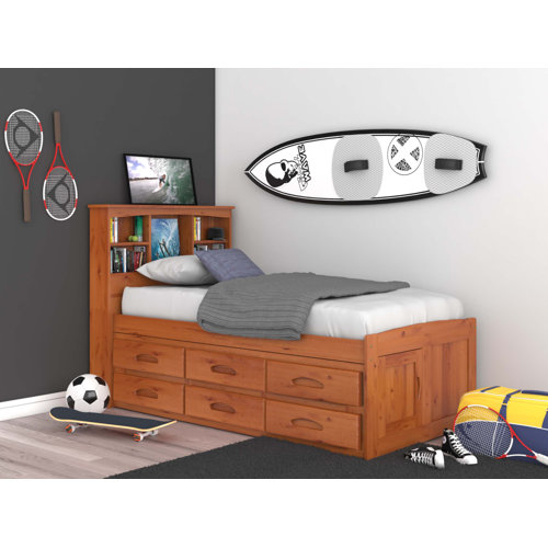 Viv + Rae Beckford 6 Drawer Solid Wood Platforms Bed with Shelves